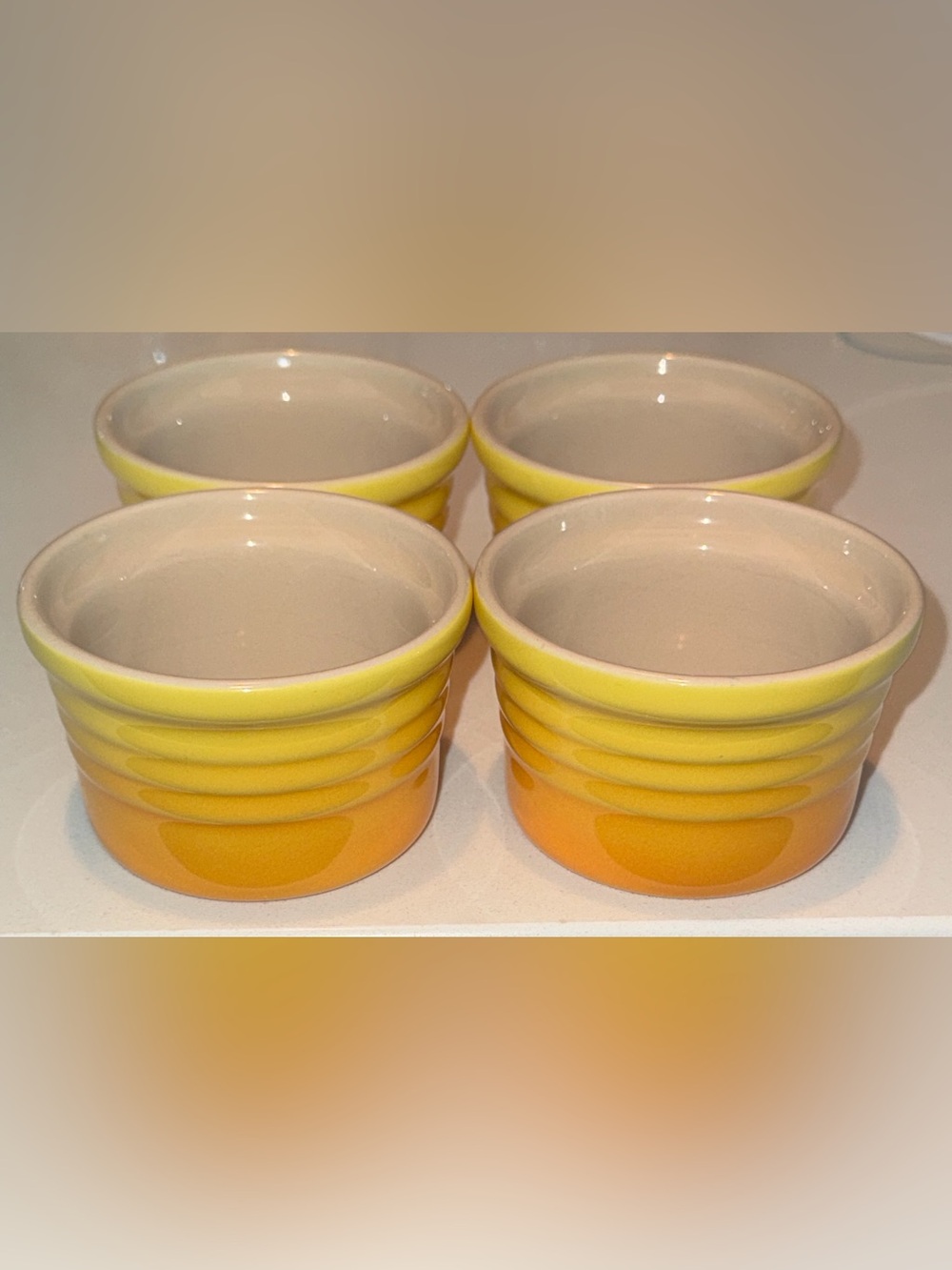 Le Creuset ombre Yellow / Orange Ramekin - Set of 4 - custard cup